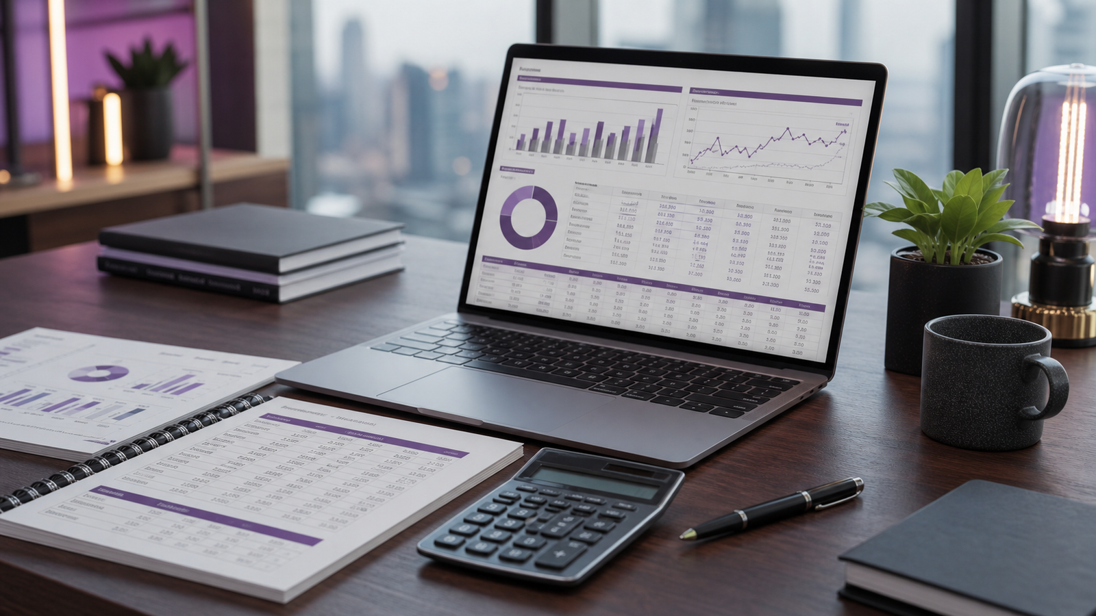 Análise financeira com gráficos e projeções